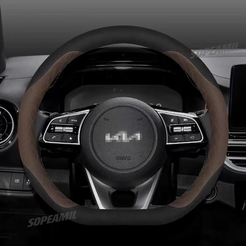 Kia kn、k2、k3、k4、k5、ev6、gt、rio、Sportage、stinger、niro、picanto、cerato、xceed、ceed、続行用のカーステアリングホイールカバー