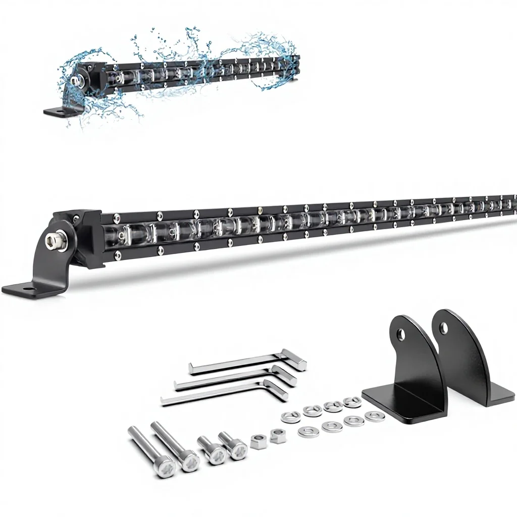 FY 32 Inch Single Row LED Light Bar 22000LM 6D Lens IP55 Waterproof 12V for Truck SUV ATV Boat Roof Cab