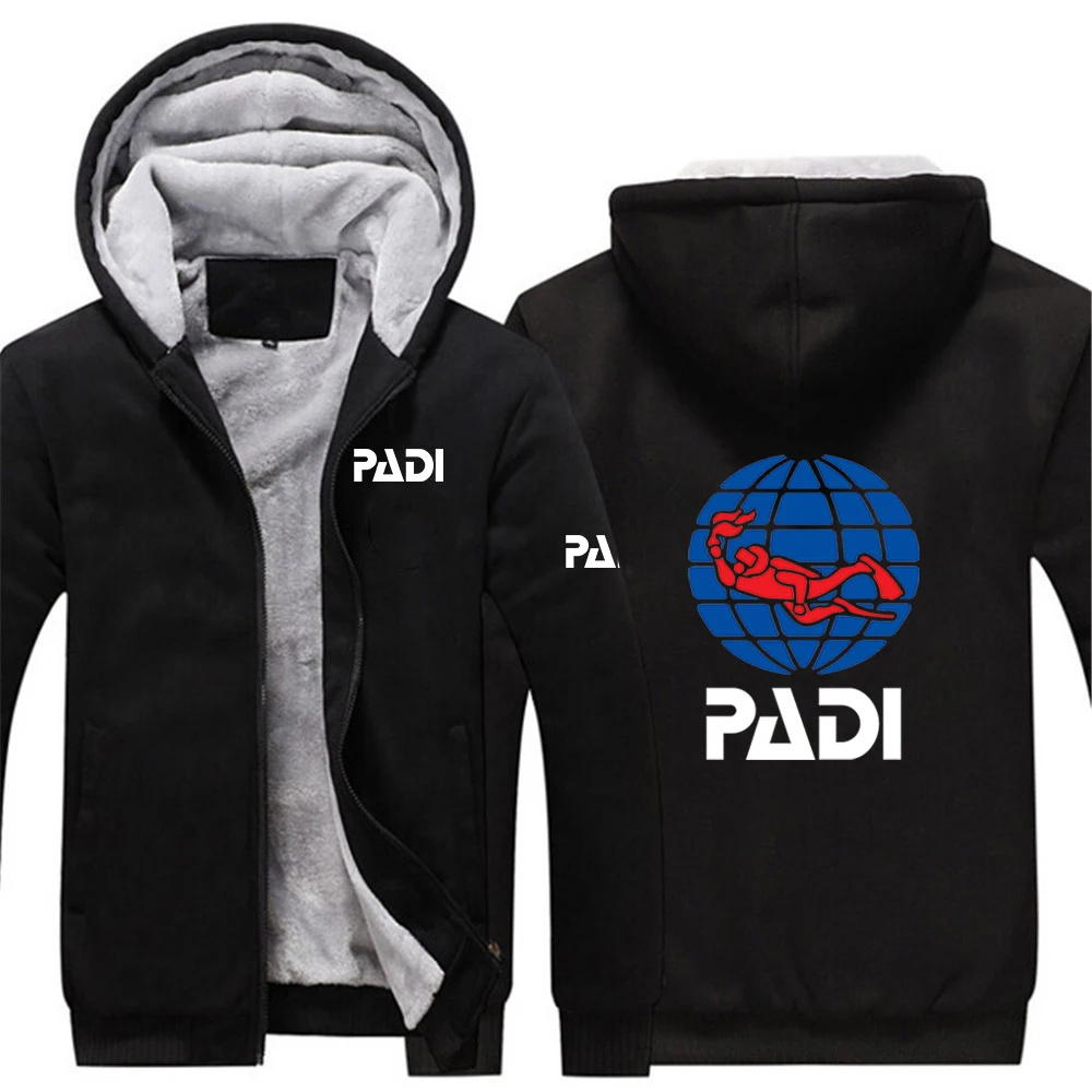 2024 Scuba Driver Padi New Printing Men Breathable Thick Hoodie Sweatshirt Autumn and Winter Neck Long Sleeve Tops