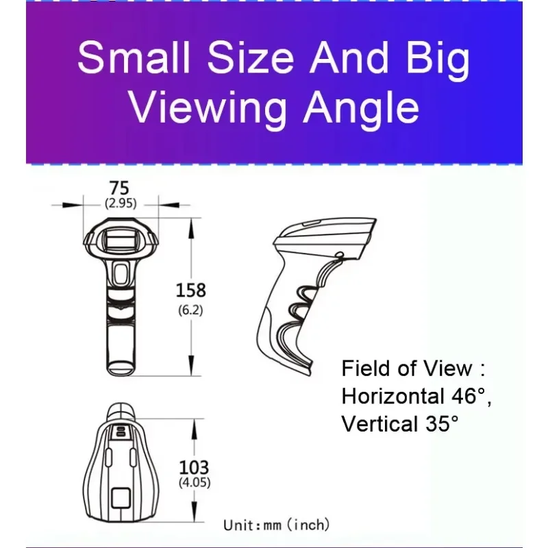 LONVILL Large View Usb RS232 Automotive Production Barcode Reader Metal Detection Industry Handheld Barcode Scanning