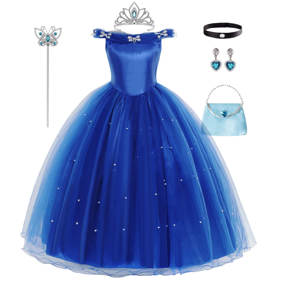 Vestido de Cenicienta para niñas, disfraces de princesa para fiesta de Halloween y Navidad, vestido de cumpleaños para niños