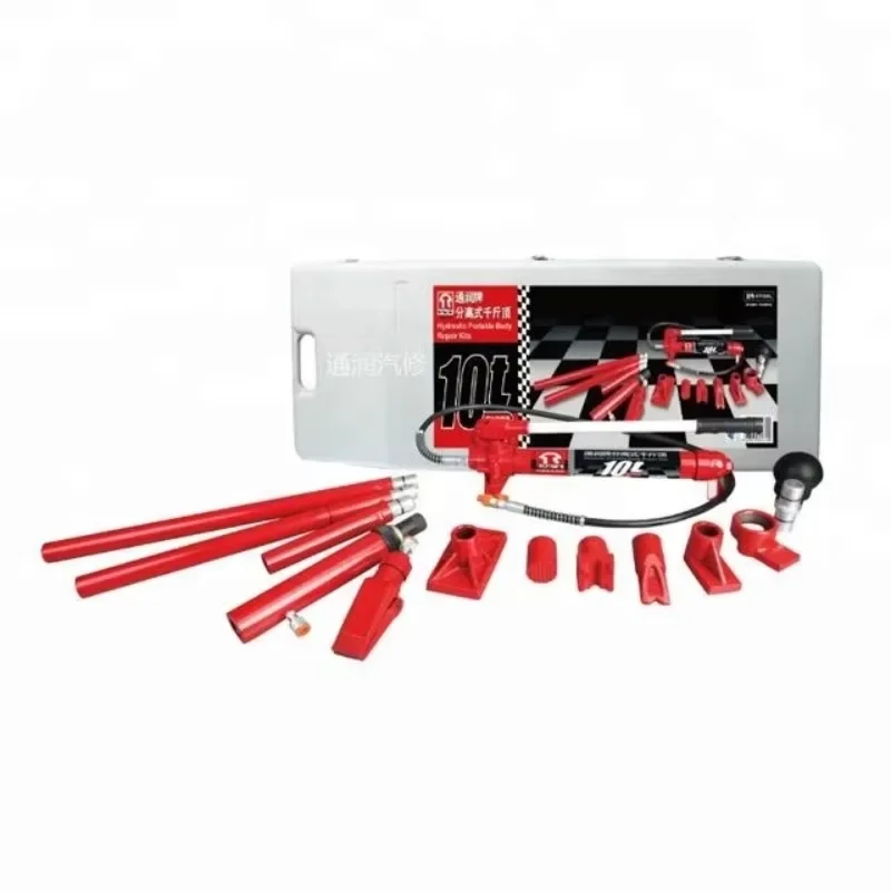 10 Ton Hydraulic Heavy Duty Power Auto Frame Car Van Jack Body Porta Repair Kit