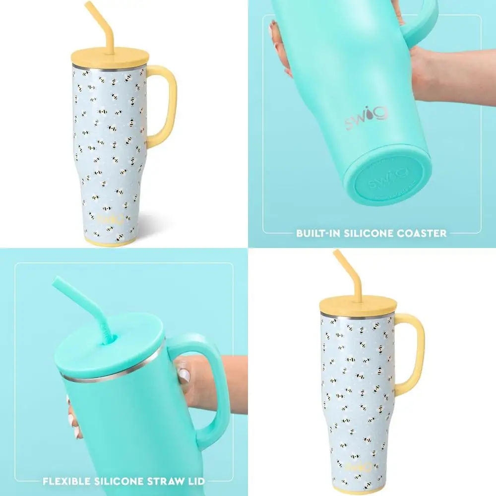 

Термокружка для путешествий 40 унций с ручкой, из нержавеющей стали, можно мыть в посудомоечной машине, подходит для подстаканников, очень большая.