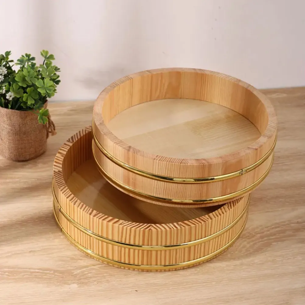 

Sushi Rice Bucket Wood Material Smooth Surface Easy Clean Sushi Mixing Bowl Japanese Style Serving Bucket Restaurant Use
