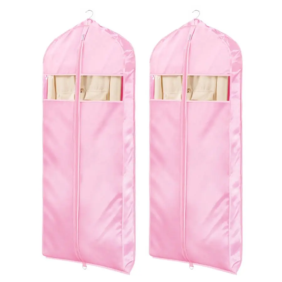 

Super Soft Satin Garment Bags for Hanging Clothes, 60 Inch Zippered Dress Cover with Gussets, Breathable amp Nonsmell for Dresse