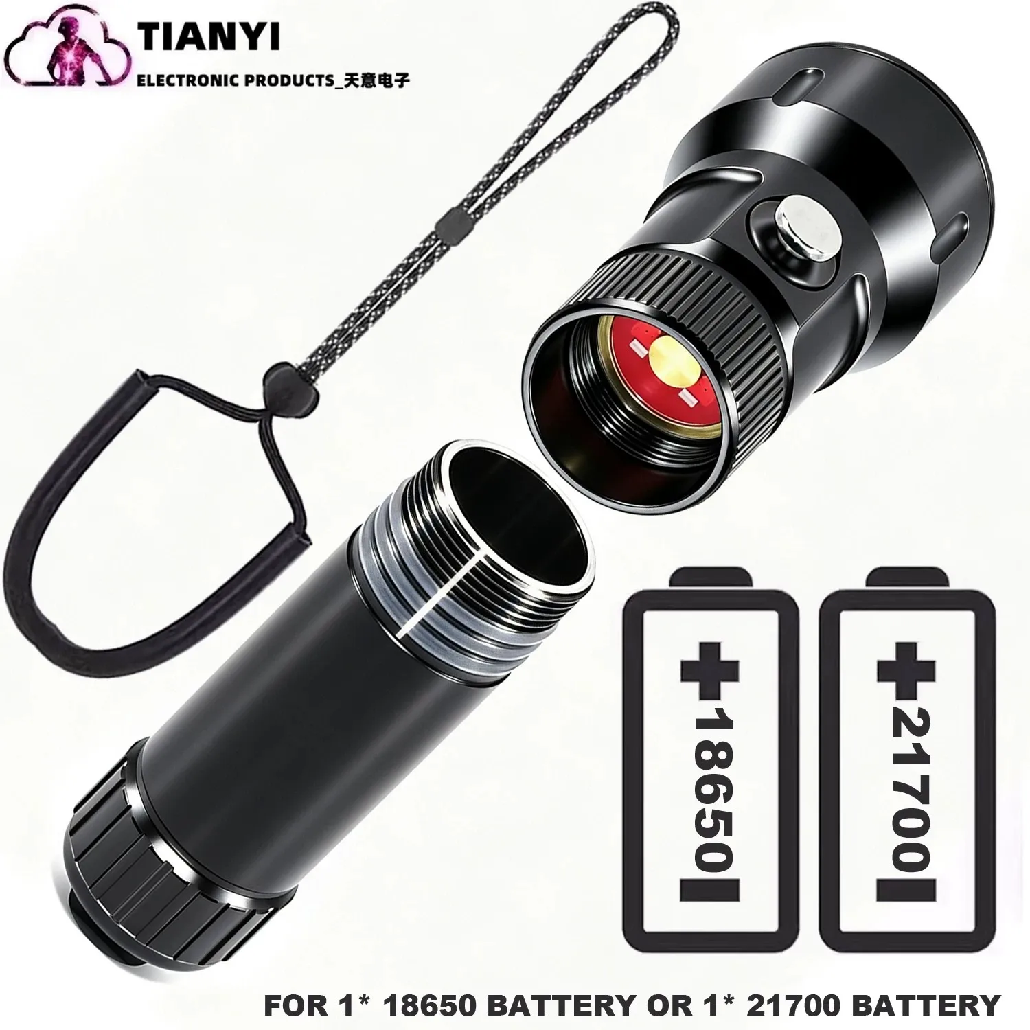 Submersible 21700 Flashlight SST70 High-Intensity 3000 Lumens Rechargeable Spotlight for Nighttime Diving Cave Exploration 85m
