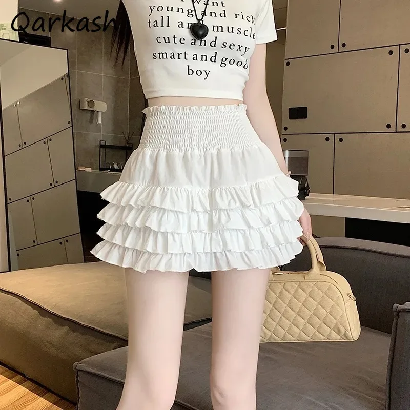 

Cake Skirts Women Lace Splicing Summer A-line Elastic High Waist Slim Casual Fashion Korean Popular Sweet Girls College Chic