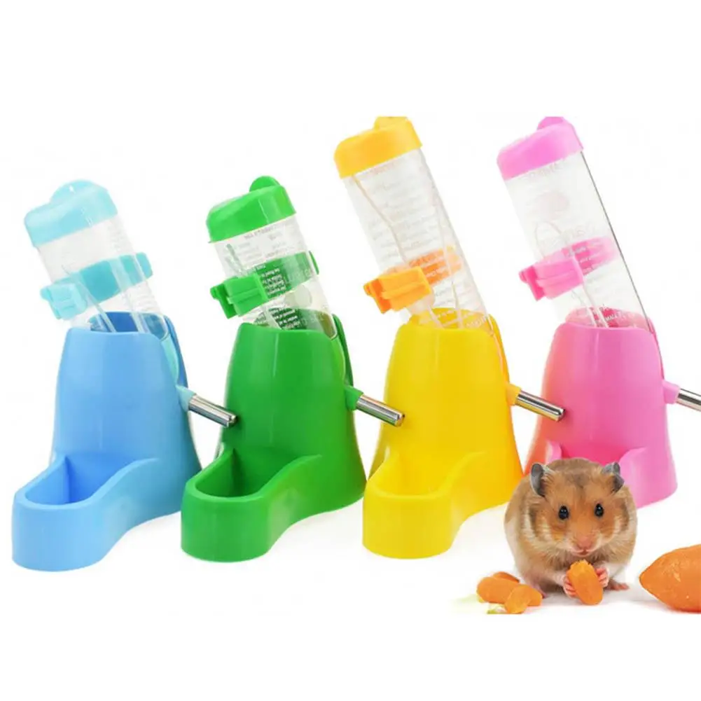 2 in 1 Auto Dispenser Water Feeder Food Container Guinea Pig Squirrel Rabbit Hanging Water Bottle Auto Dispenser with Base