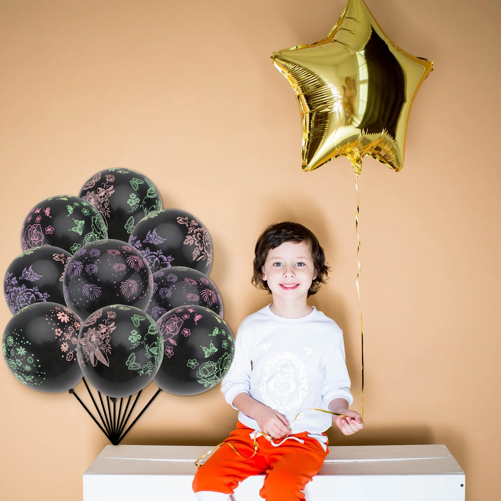 

100Pcs Printed Black Latex Balloons Thick 12-Inch Safe Party Festival Decorative Props Printing Balloons