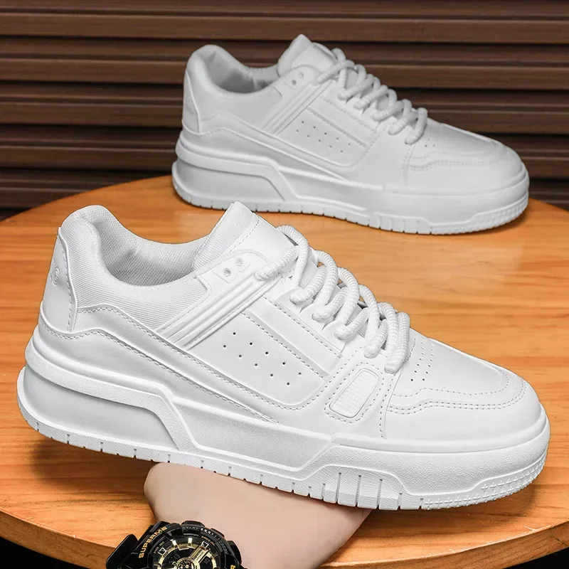 Fashion Versatile White Men Sport Shoes Platform Thick Sole Casual Sneakers Breathable Lightweight Running Shoes Tennis Shoes