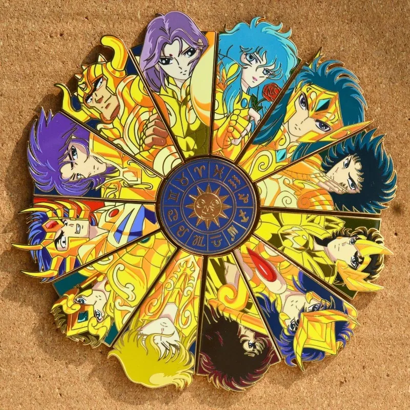 

Gold Saint Seiya Metal Brooch Gold Zodiac Enamel Badge School Bag Accessories