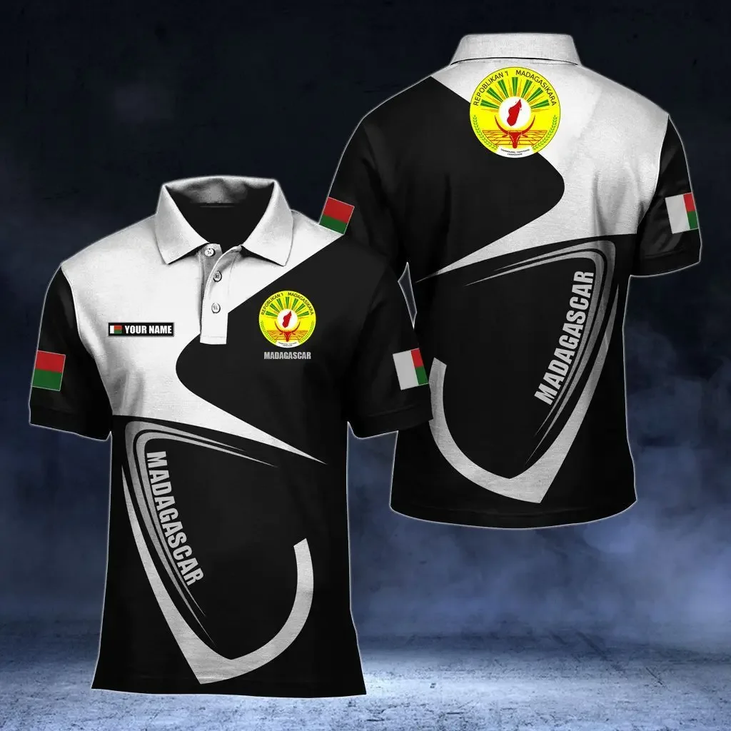 

Madagascar Flag & Coat of Arms Customized Polo Shirts Summer Casual Streetwear Men's Fashion Loose Jersey Plus Size Sportswear