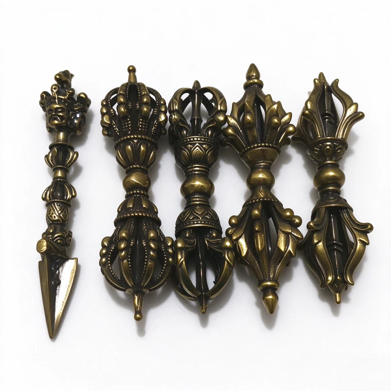 Brass 5 style Copper Vajra Pestle Feng Shui Ornament Religious Collection Buddha Instrument Home Decorations