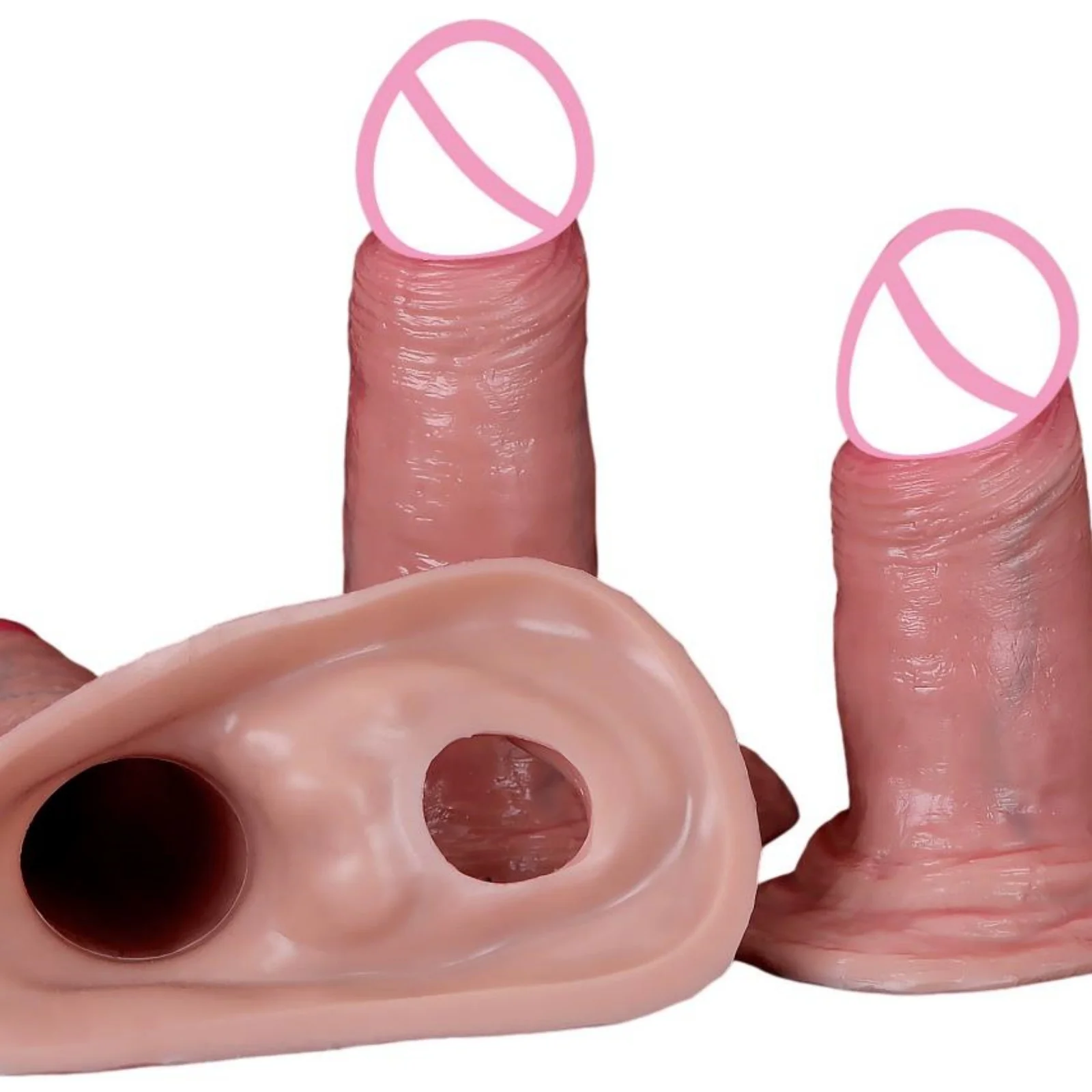 Realistic Penis Sleeve Sex Toy for Men Dick Silicone Condom Reusable Cock Sleeve Penis Extender Male Couples Cock Ring Adult Toy view 3