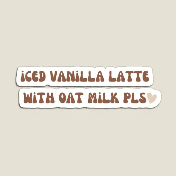 Latte de vainilla helado con leche de avena, imán para niños, organizador de nevera, pegatinas magnéticas para niños, juguete para bebé, hogar divertido y bonito