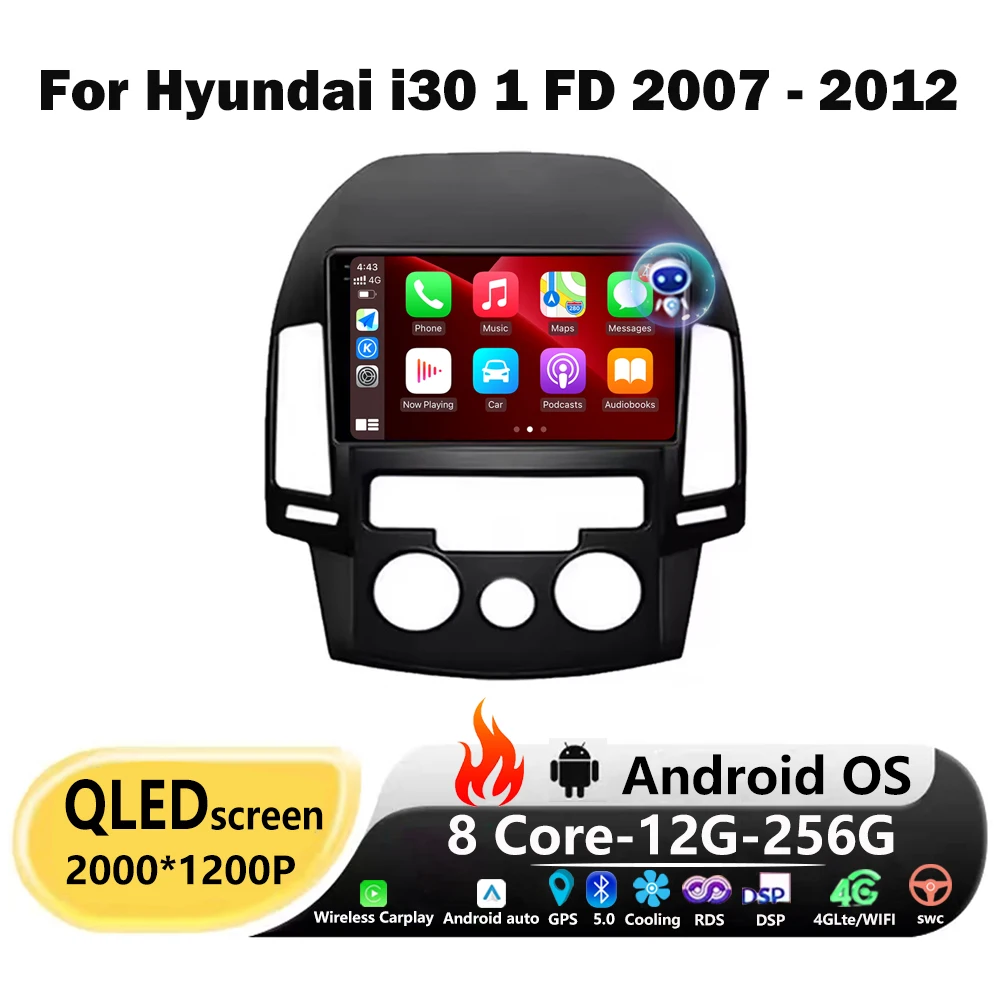 

Android Auto стерео мультимедийный плеер 4G Wi-Fi 360 камера DSP Carplay 9 дюймов для Hyundai i30 1 FD 2007-2012 GPS-навигация BT