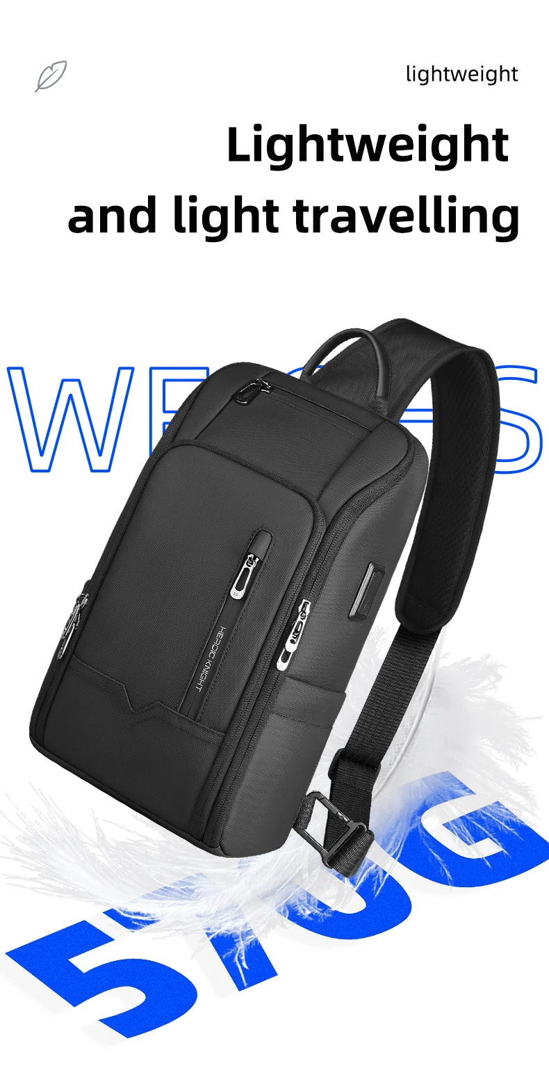 Heroic Knight Modische Umhängetasche für Herren, multifunktionale Fahrrad-Umhängetasche, wasserdicht, USB-Reise-Umhängetasche, lässige Brusttasche – Detail 11