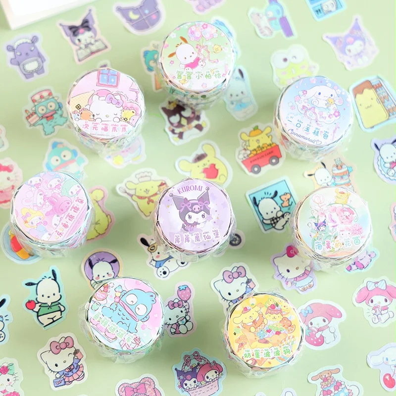 

32pcs/lot Sanrio Hangyodon Cinnamoroll Melody Tape Stickers Cute PomPomPurin Scrapbooking DIY Diary Decorative Sticker