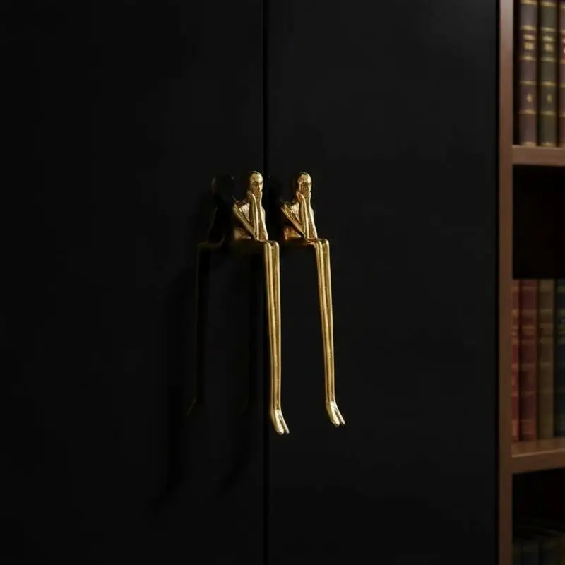 Creative Humanoid Furniture Handles Nordic Modern Long Drawer Knobs Durable Zinc Alloy for Wardrobe Cupboard Door Interior Deco