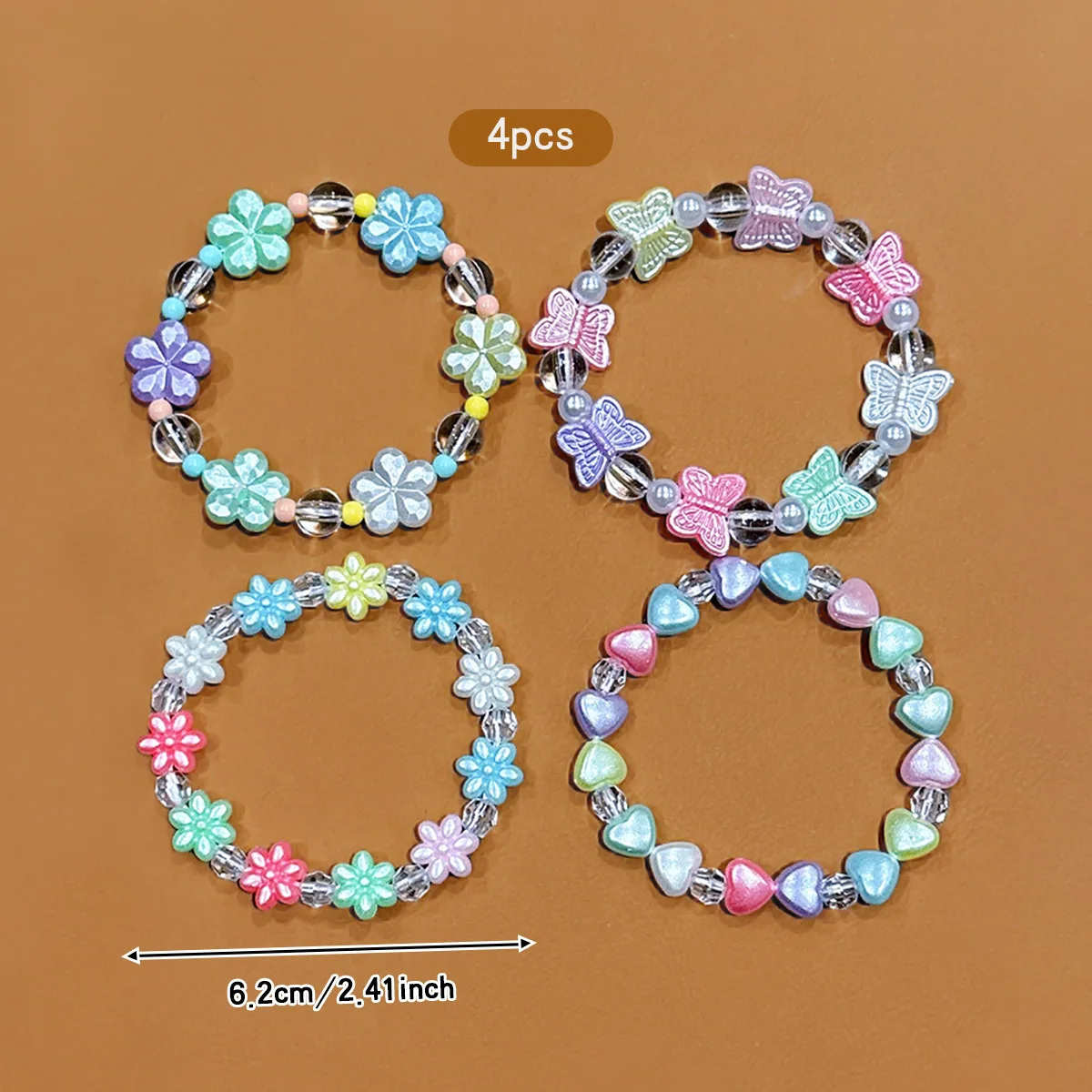 4 colorful flower butterfly bracelets for outdoor outings, paired with simple and cute outfits view 4