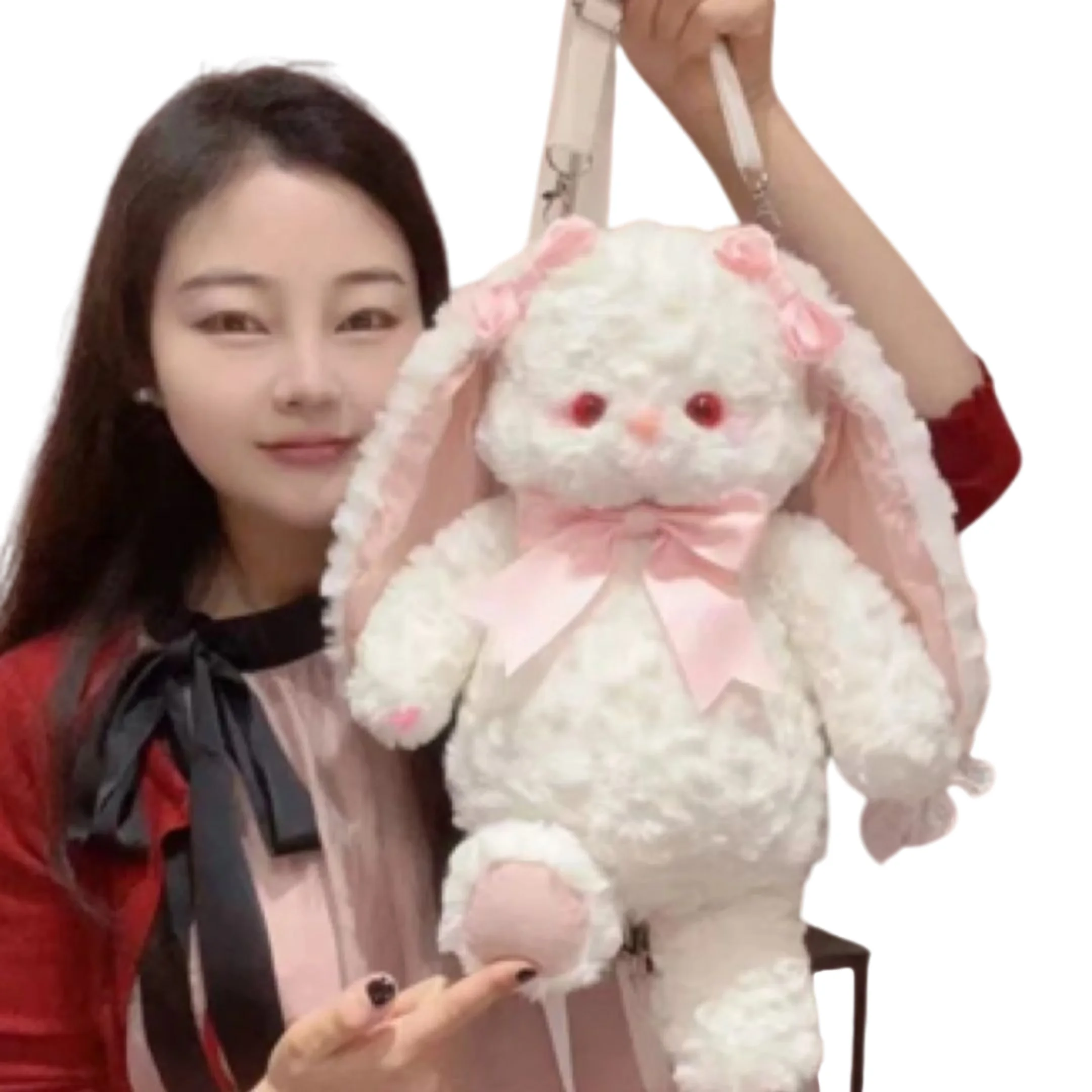 JIAERDI الحلو لطيف القوس أرنب على ظهره المرأة أفخم لينة لوليتا حقيبة كتف السيدات حالمة الكرتون شخصية Mochilas Mujer جديد