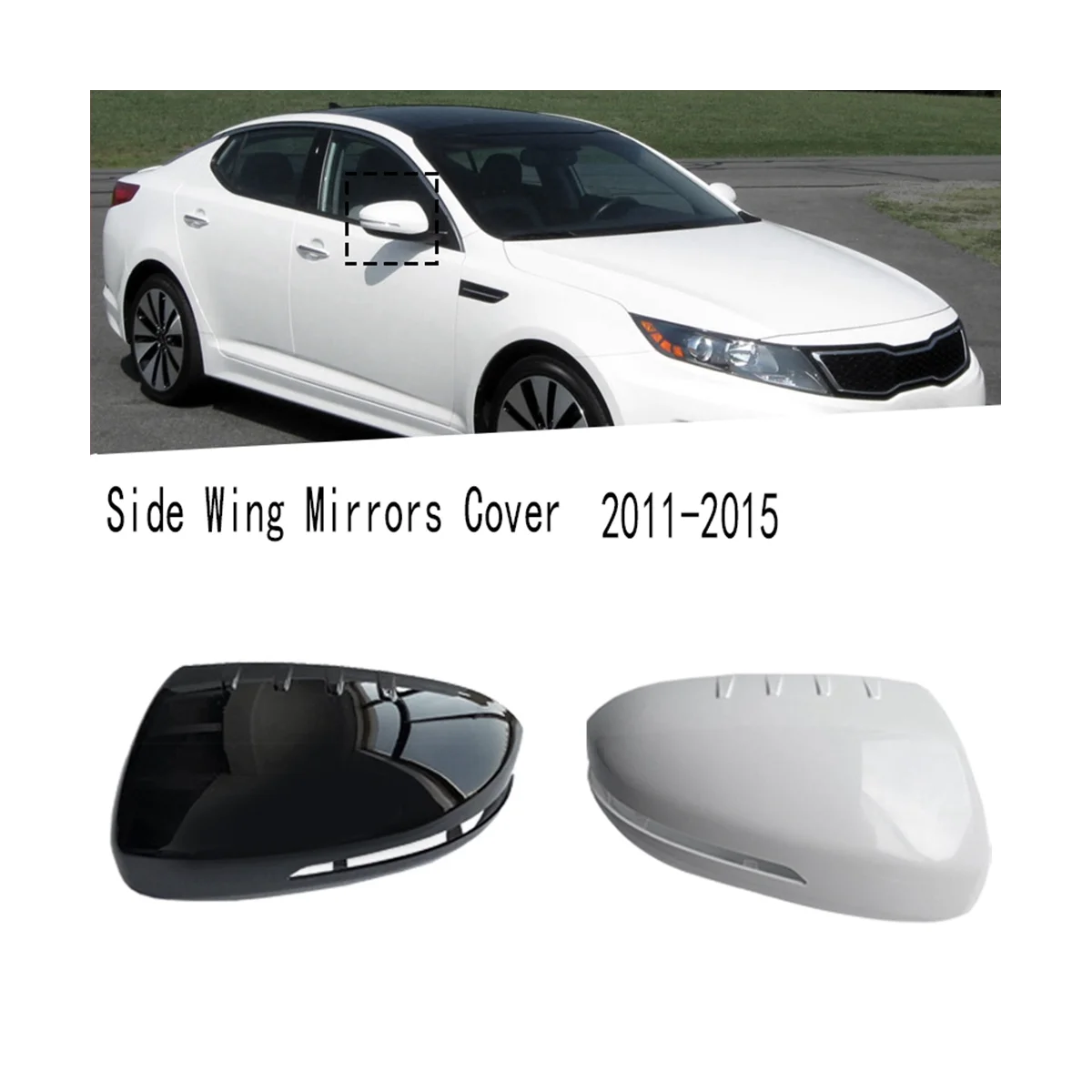 

White Car Rear View Mirror Cover Side Wing Mirrors Cover for Kia K5 2011-2015