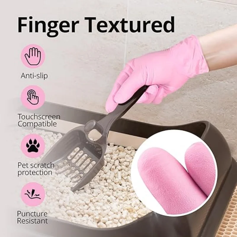 100-200PCS Pink Nitrile Disposable Gloves 3.5mil Latex Free Household Cleaning Gloves for Food Pre Tattoo Beauty Esthetician