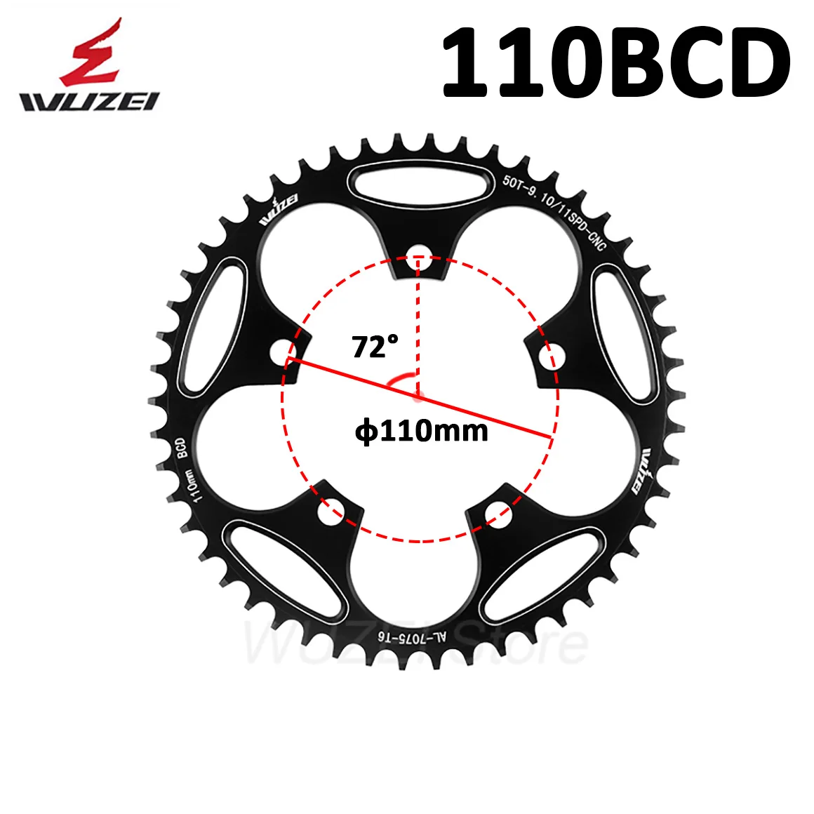 WUZEI vélo de route rond étroit large pignons 110 BCD 50/52/54/56/58T roue à chaîne route pliant vélo pédalier plateau