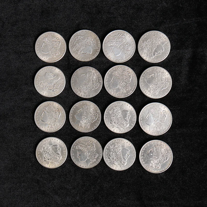 Split coin Exploded Morgan Magic 4 To 16 Coins Close Up Gimmick,Multiply Coin Appearing Disappearing Illusions Magic tricks