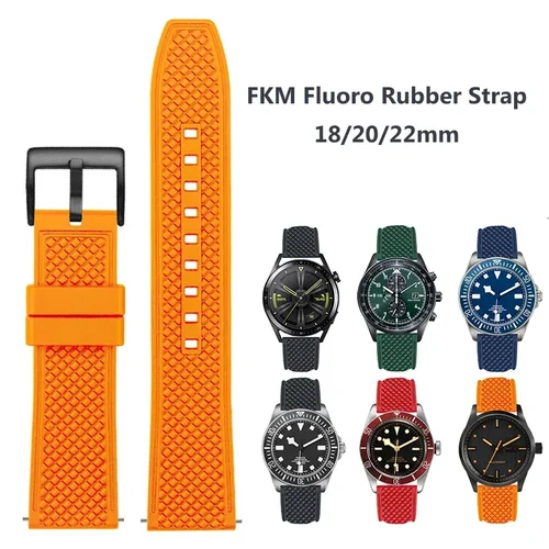 Correa de caucho fluorado de grado Premium de 20mm y 22mm, nueva pulsera de reloj de liberación rápida para buceo FKM para Omega MoonSwatch Seamaster 300