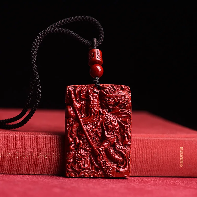 Natural Cinnabar Guan Gong Pendant Purple Gold Sand Martial Wealth God Guan Erye Men's and Women's Pendants