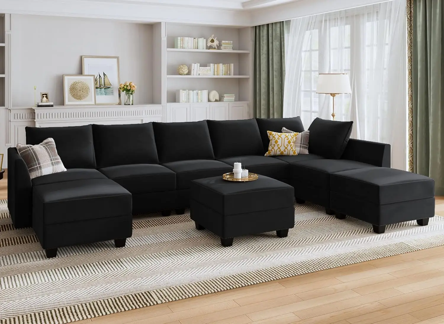 

HONBAY Modular Sectional Sofa Set Oversized U Shaped Couch with Storage Ottoman Convertible Sleeper Sectional Sofa