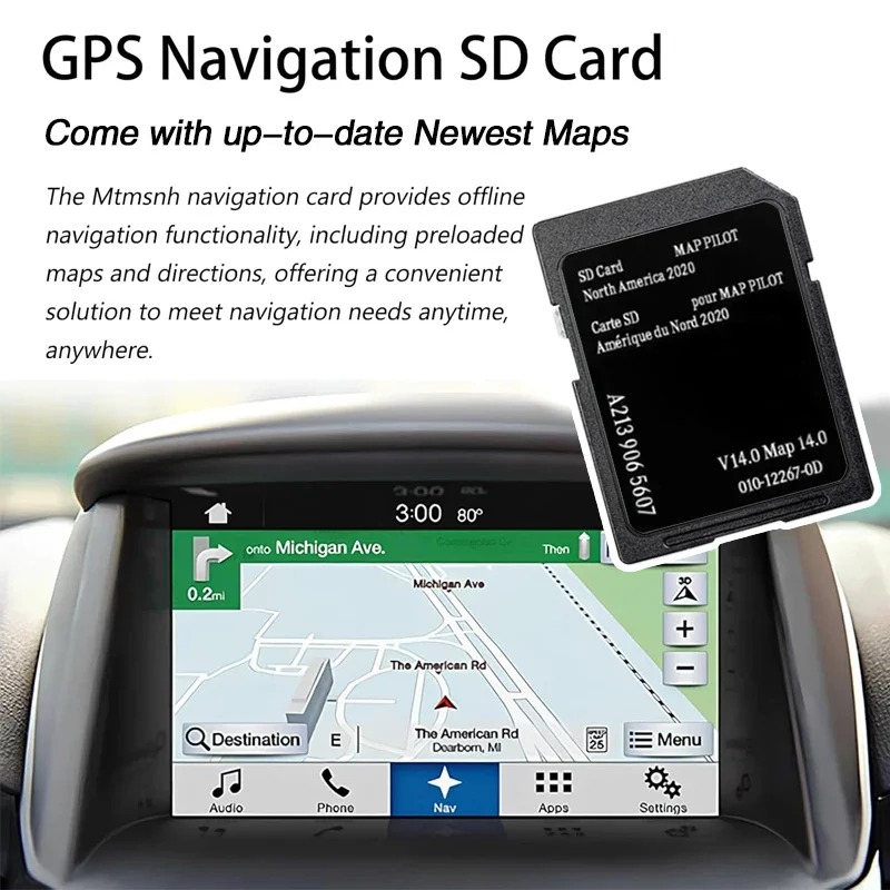 A2139065607 V14 نسخة كاملة 2020 خرائط أمريكا الشمالية لمرسيدس AMG C-Class CLA سيارة لتحديد المواقع Garmin الملاحة SD بطاقة الذاكرة #3