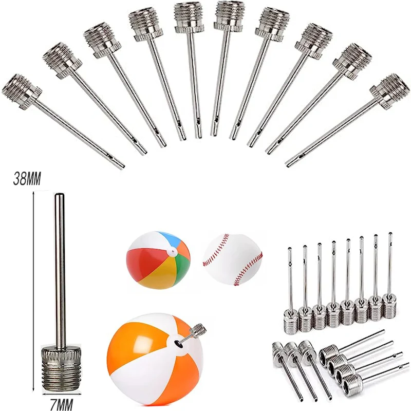 5/10/20pcs ball  needle stainless steel pump pin basketball inflatable pump needle football inflatable valve length 38mm