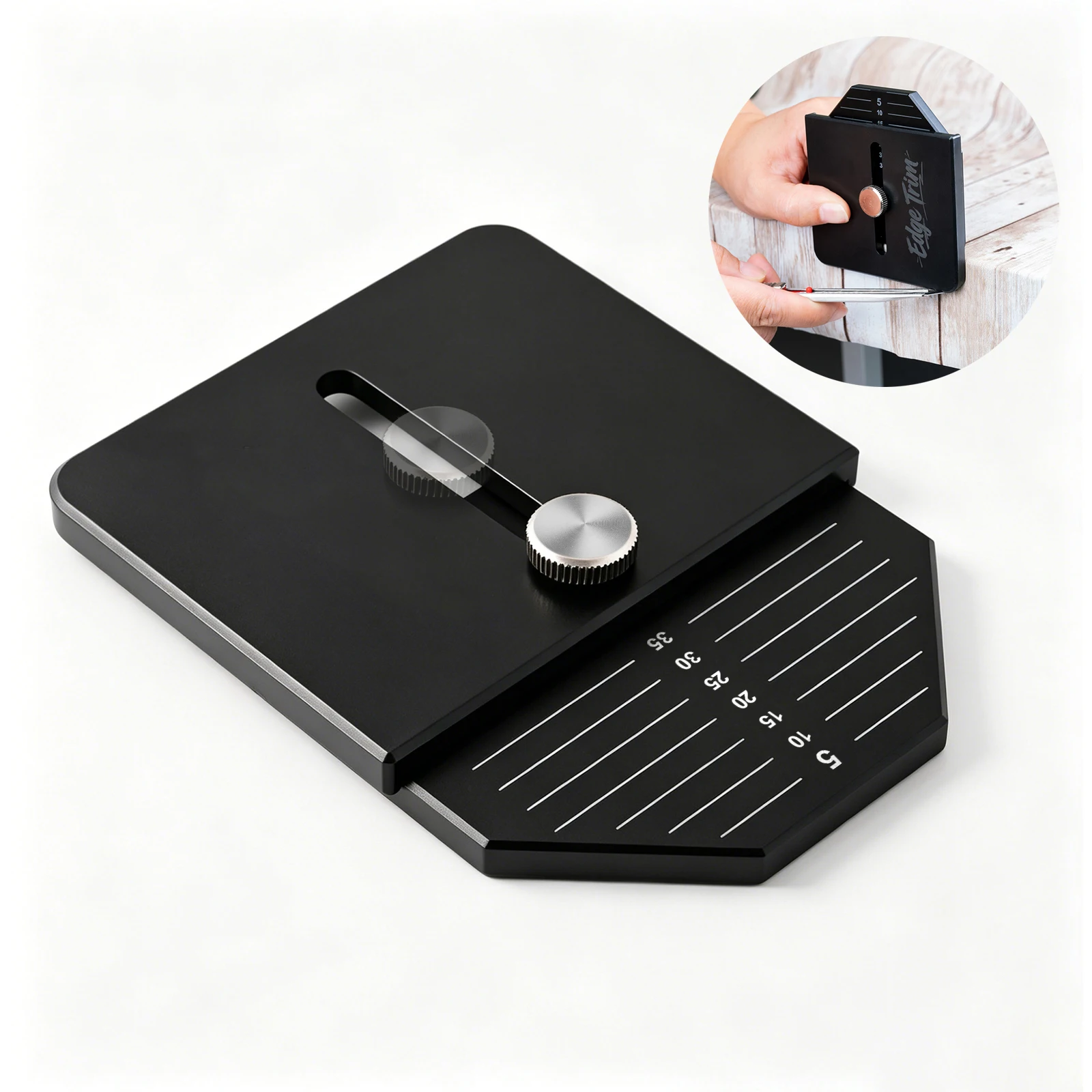 FOSHIO 2-In-1 Precise Aluminum Edge Cutting Tool 5mm~35cm Film Margin Trimming Template Edge Margin Measure Cutting Guide Tools