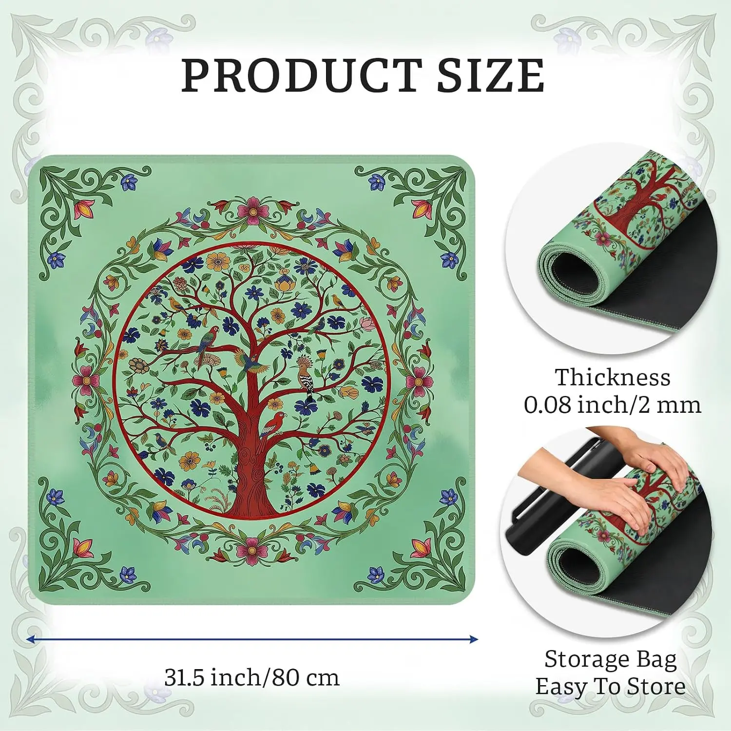 80cm Mahjong Game Mat Tree Flower Festival Gift Easy‑to‑Clean Deformation‑Resistant Mahjong Table Cover Dominoes Poker Tile Game