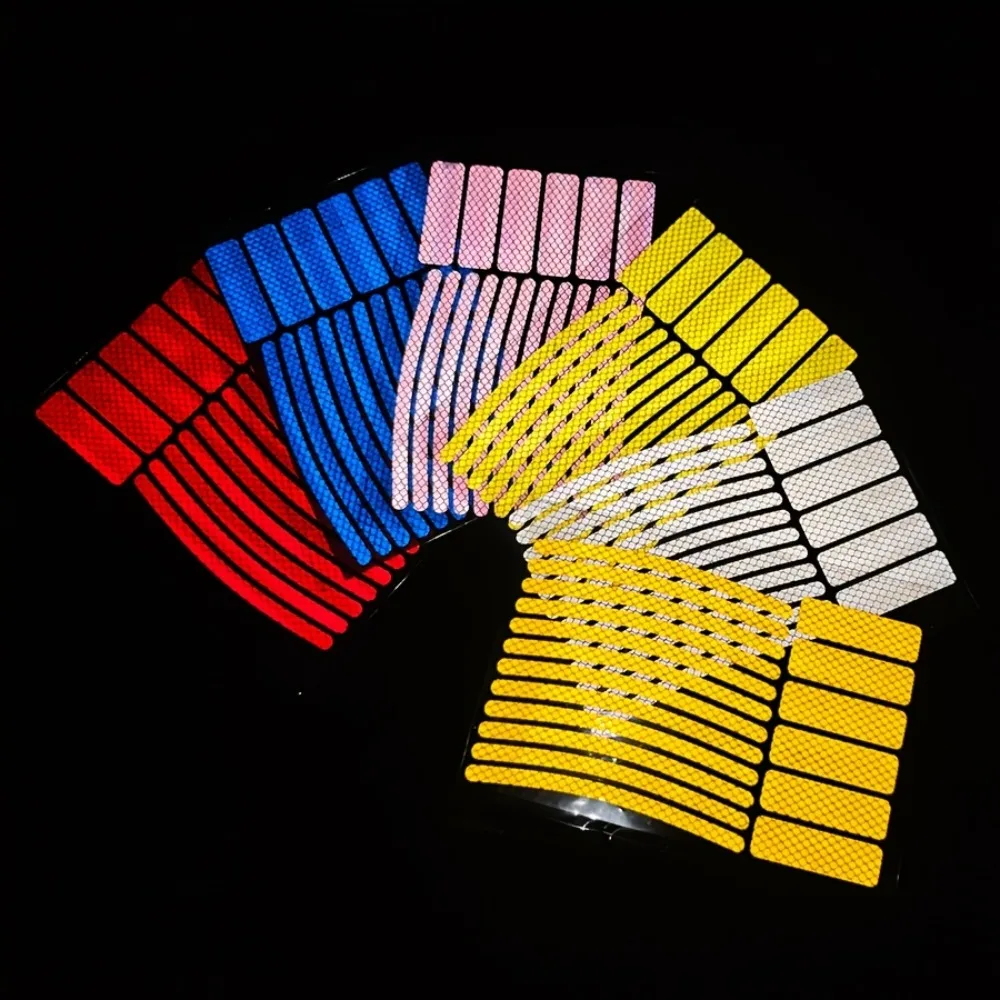 18 pieces of tire reflective stickers - safety stickers - water-resistant - road safety equipment, luminous decals