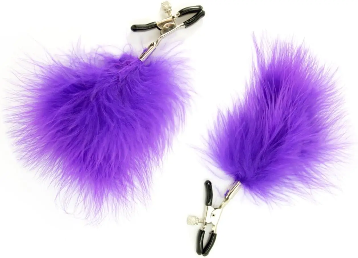 

BDSM Feather Nipple Clamps - Men Women Couples Sex Toy - Kinky Bondage Play - Used for Clamp or Tickler -Dominant & Submissive