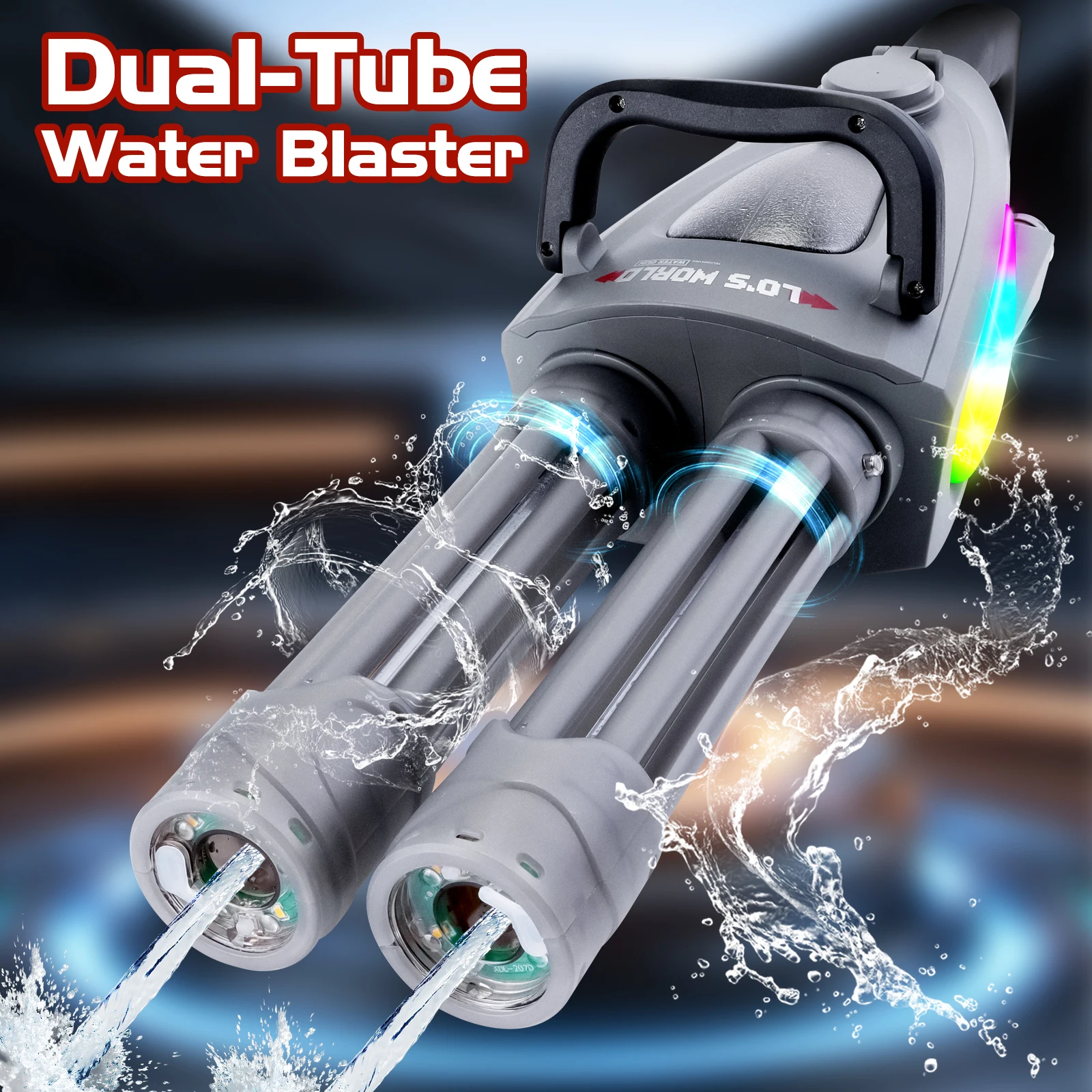 

Kids Electric Water Gun Toy LED Double Barrel Water Blaster Toy With Backpack Portable Water Toy For Children