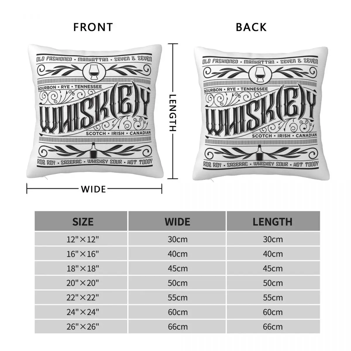 Tennessee Whiskey Bourbon Rye Square Pillowcase Polyester Linen Velvet Printed Decor Throw Pillow Case Sofa Seater Cushion Cover