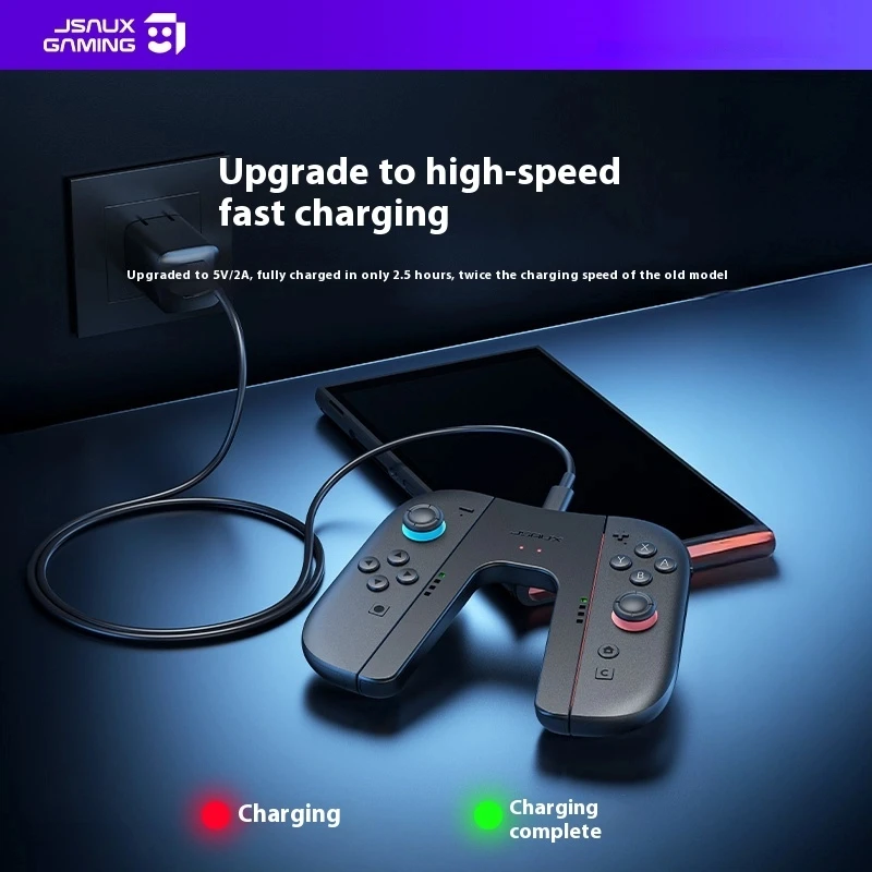 In Stock Jsaux Controller Split Charging Grip Compatible with Switch 2 Joycon Magnetic Suction Ergonomic Gamepad LED Indicator