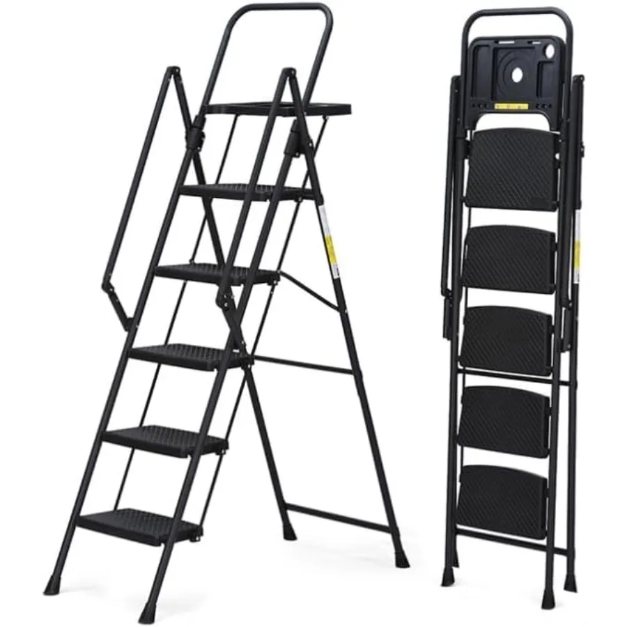 Folding Steel Ladder, 330 lb Capacity