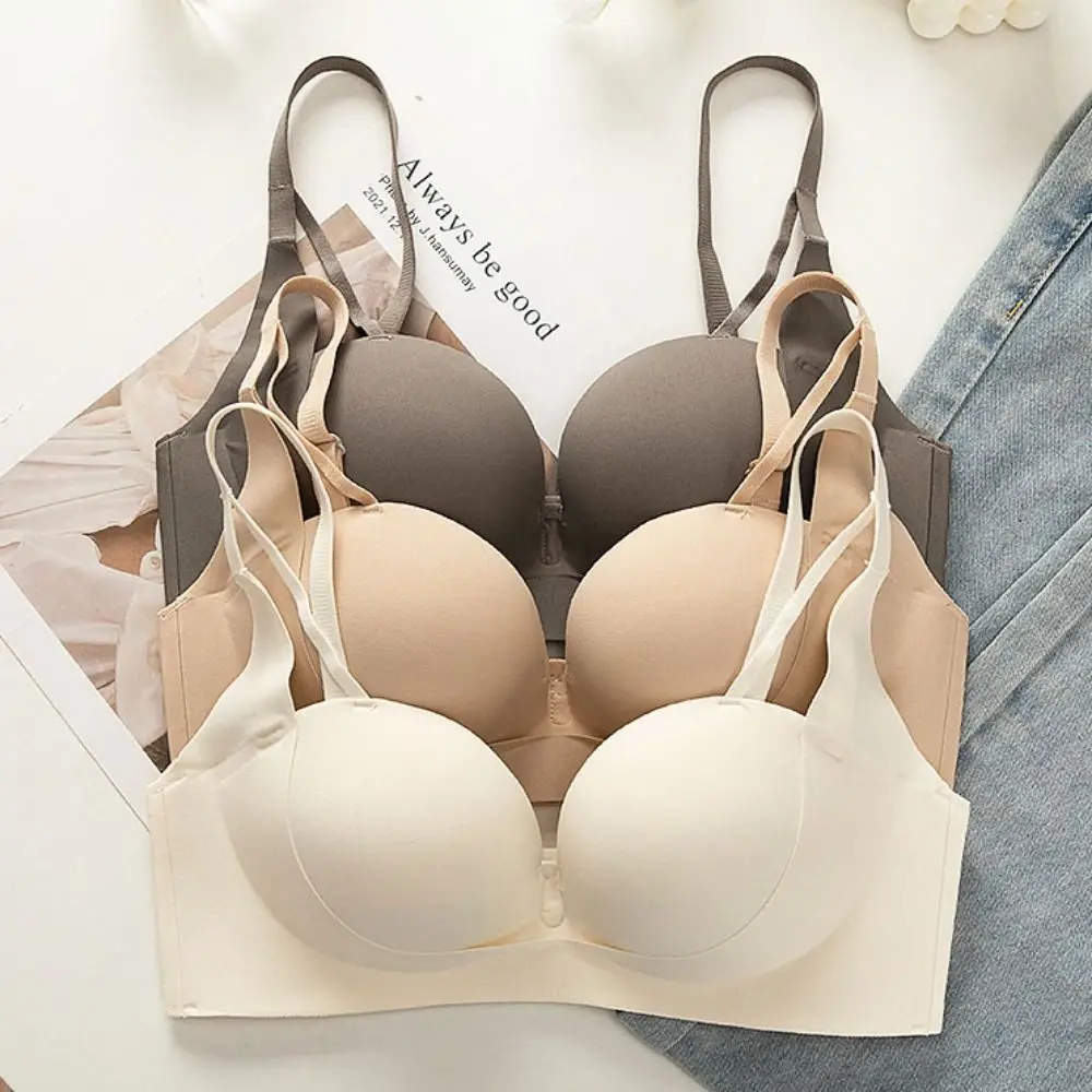 Soutien-gorge ajusté sans fil en V profond, résistant aux chocs, Anti-affaissement, sous-vêtements Push Up, seins froncés sans trace, brassière pour femmes