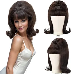 Retro Black Era Women Dress Flat Bangs Short Straight Cosplay Wig Suitable for Daily Holiday Parties Halloween Party Wig 2024