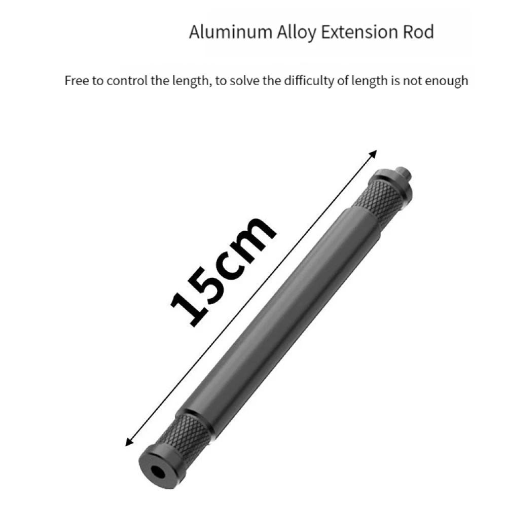 Varilla de extensión de aleación de 15cm con orificio roscado Universal 1/4 para cámaras/Monitores/videocámaras/trípode/palo de Selfir, accesorios