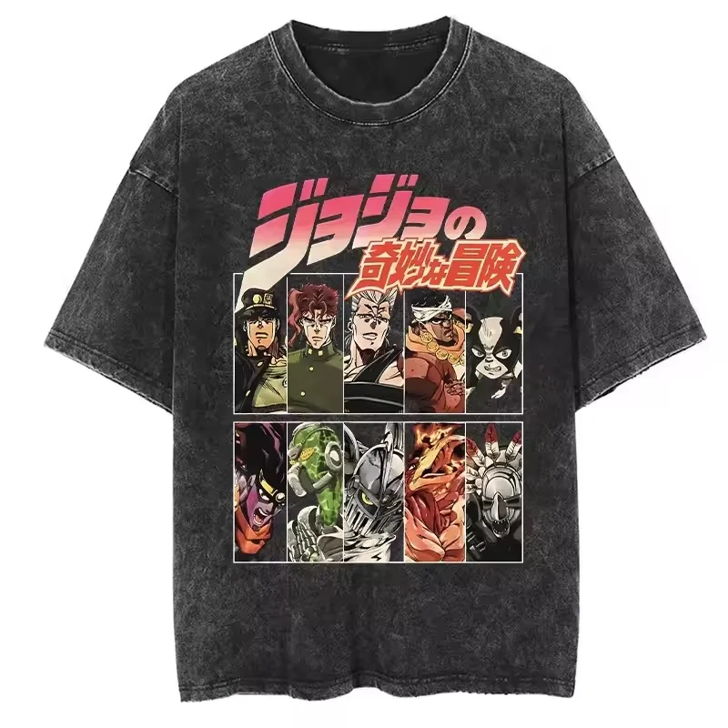 

Joseph Joestar JoJo's Bizarre Adventure Graphic T-Shirt, Vintage Washed Cotton, Retro Anime Streetwear, Casual Short Sleeve Tee