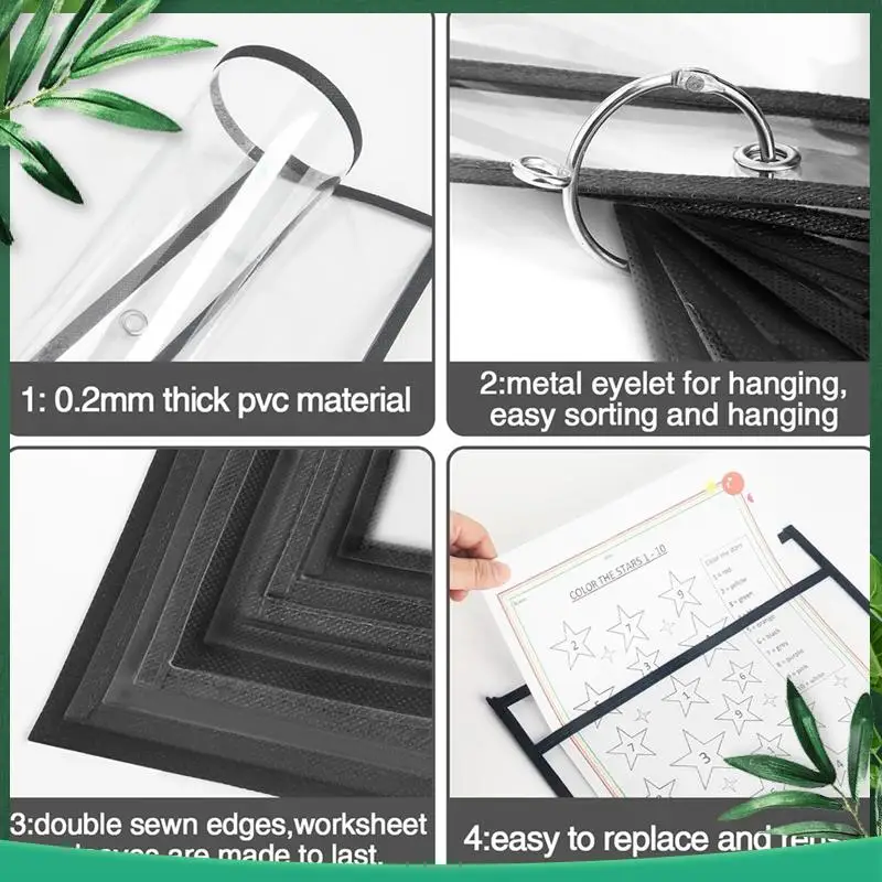 

(NEW) Dry Erase Pockets - Reusable Writing And Wiping Pockets For Teachers School Classroom Supplies Office Worksheets