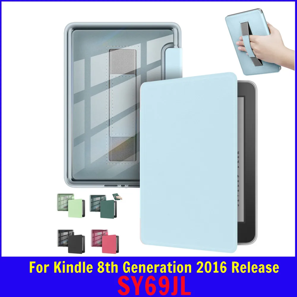 Clear Case For Kindle 8th Case HandStrap Cover Protective Case For Kindle 8th Generation 2016 SY69JL Smart Auto Wake Sleep Cover