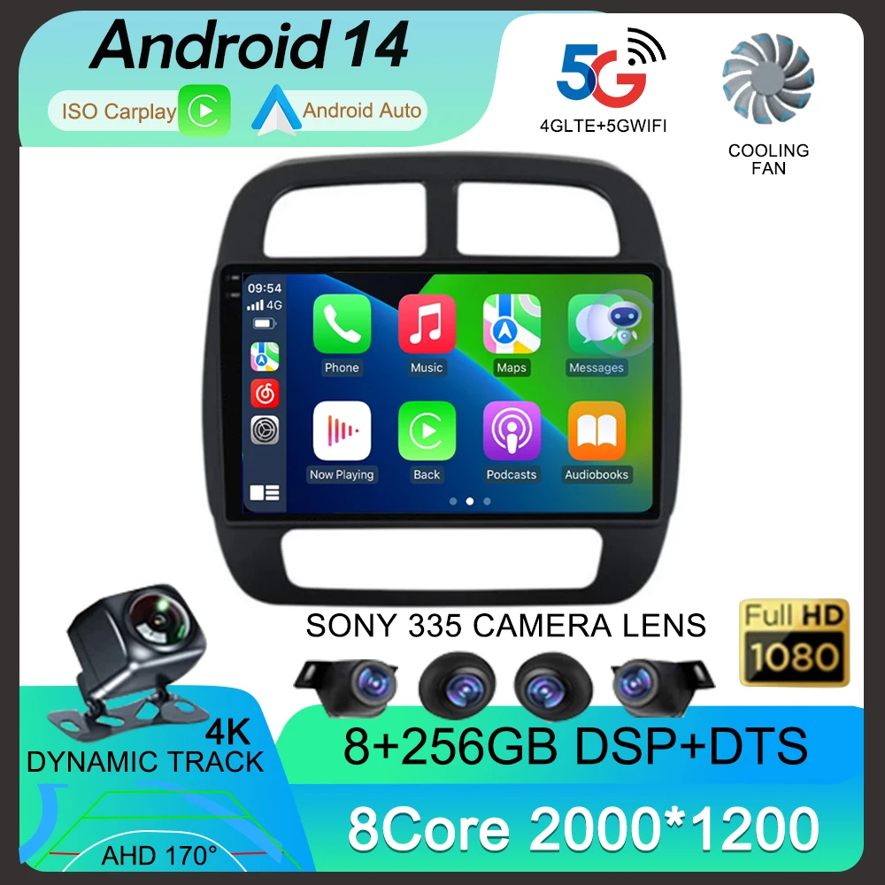 Android 14 Carplay Auto WIFI+4G For Renault KWID K-ZE Dacia spring 2015-2019 Car Radio Multimedia Video Player GPS 2din Stereo