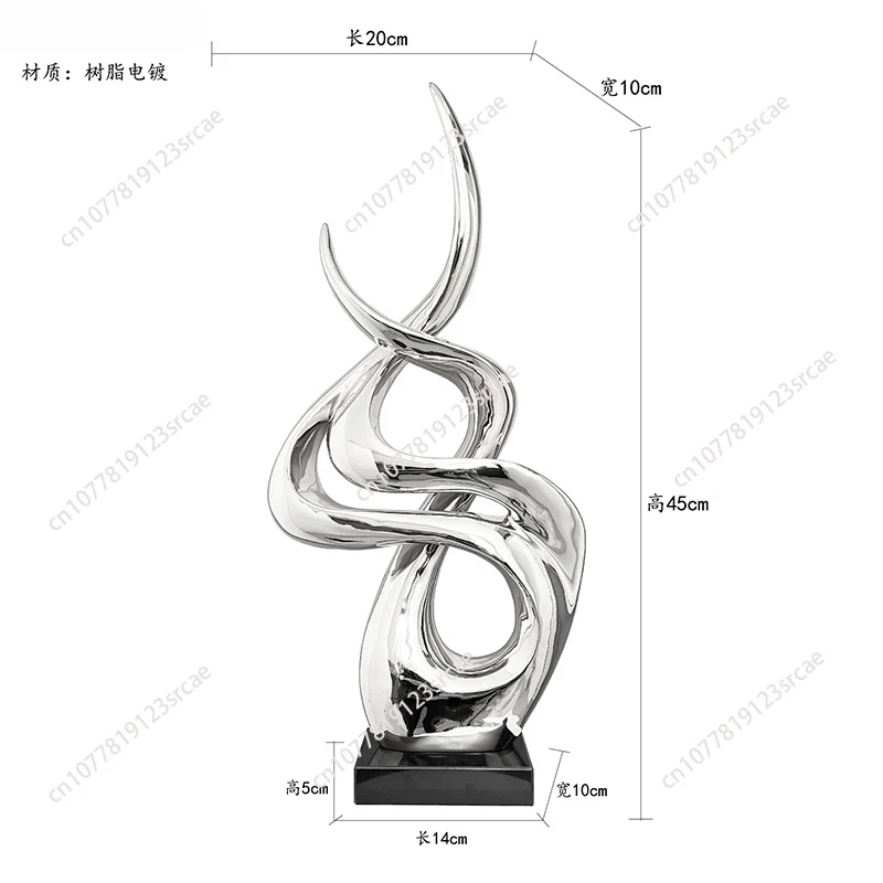 Plating Resin Twisted Shape Sculpture  Black Marble Base, Figurines Craft, Abstract Ornament in Hotel, Home Decor Accessories